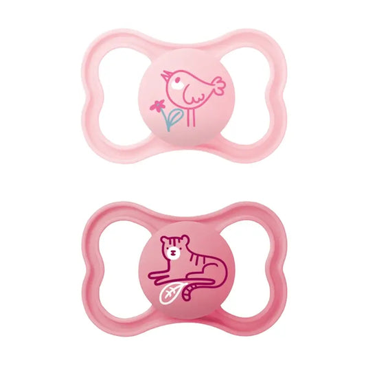 Mam Baby Soother Air Silicone Pacifier Animal Pink +6M, 2 Units