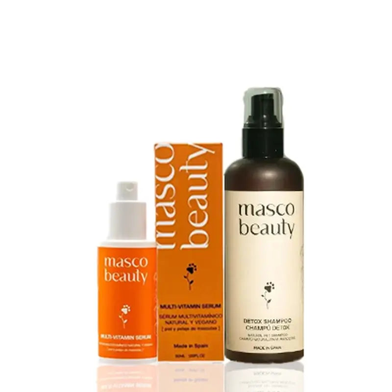 Masco Beauty Coat with Detox Shampoo 250 ml + Multivitamin Serum 50 ml For Dogs