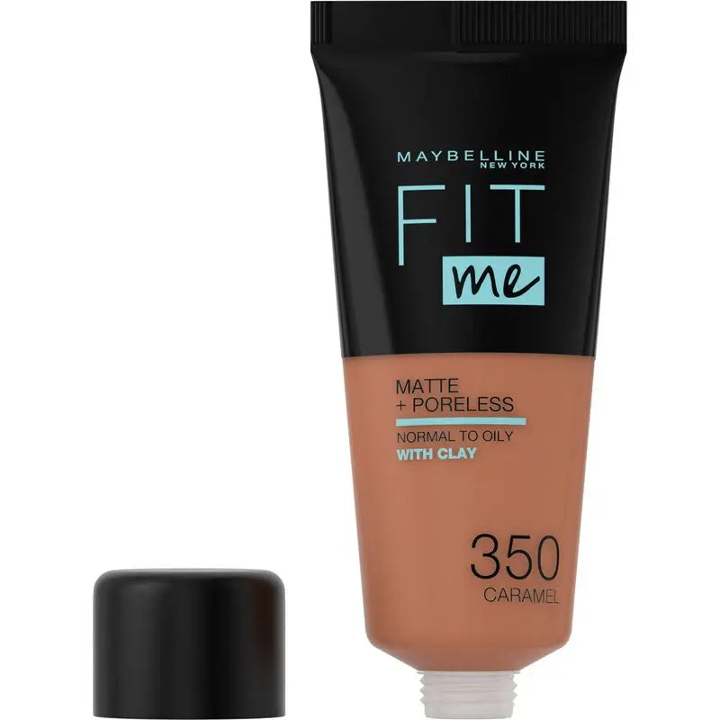 Maybelline New York Fit Me Matte & Refine Makeup Foundation Shade 350 Caramel Passt zu Ihrem Ton & Textur dunkler Haut - 30Ml