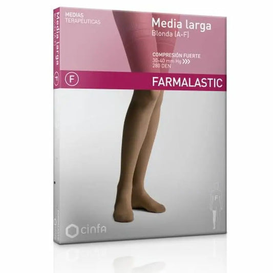 Farmalastic Long Stocking Blonda Strong Compression Beige, Large Size