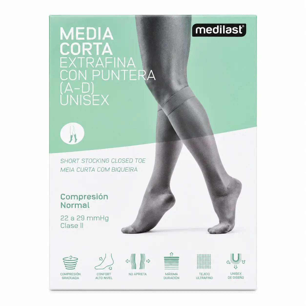 Medilast Short Socks Toe C.N. Schwarz