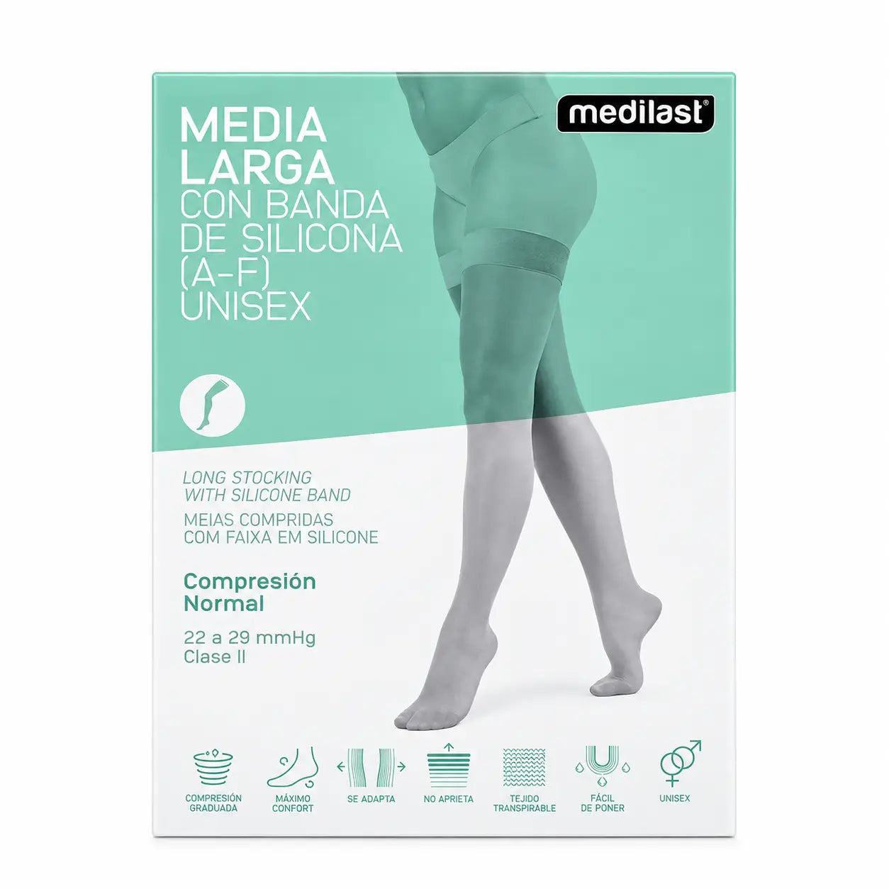 Medilast Normal Kompression Lange Socken Weiß Medium