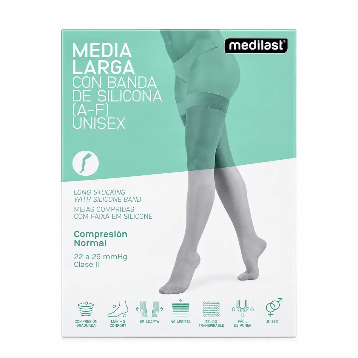 Medilast Normal Kompression Lange Socken Weiß Medium
