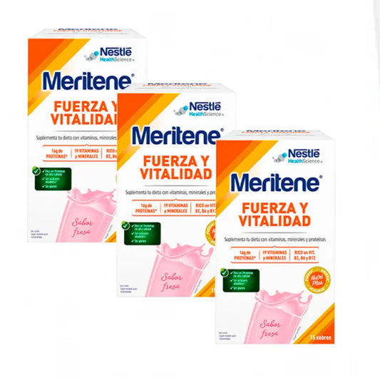 Meritene Strength & Vitality Shake Strawberry Flavour, 3x15 Sachets 30 Gr