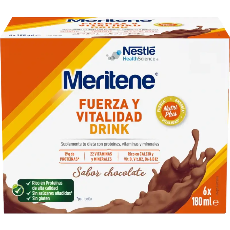 Meritene Kraft- und Vitalitätsgetränk Schokolade, 2er-Pack, 6x180 ml