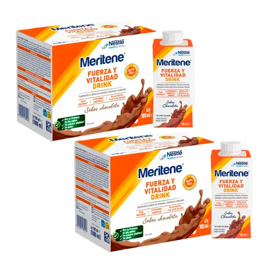 Meritene Kraft- und Vitalitätsgetränk Schokolade, 2er-Pack, 6x180 ml