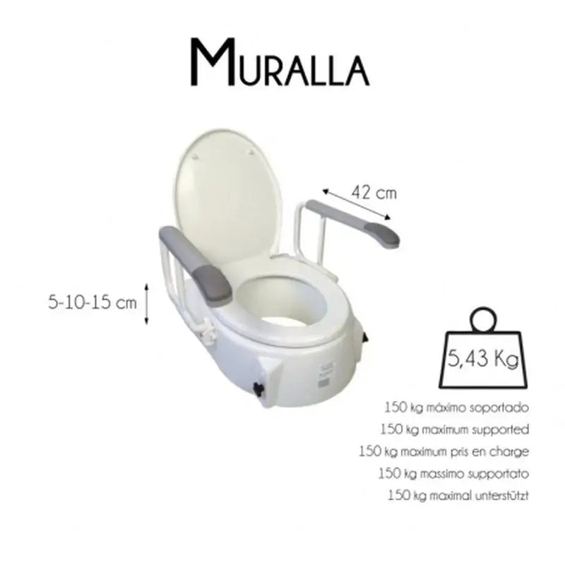 Mobiclinic Badezimmer Lift Modell Muralla mit Deckel, faltbar und einstellbar bis zu 5, 10 und 15 cm