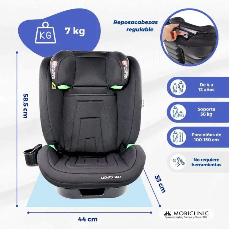 Mobiclinic Kinderautositz Lionfix Max 100-150 Cm Schwarz
