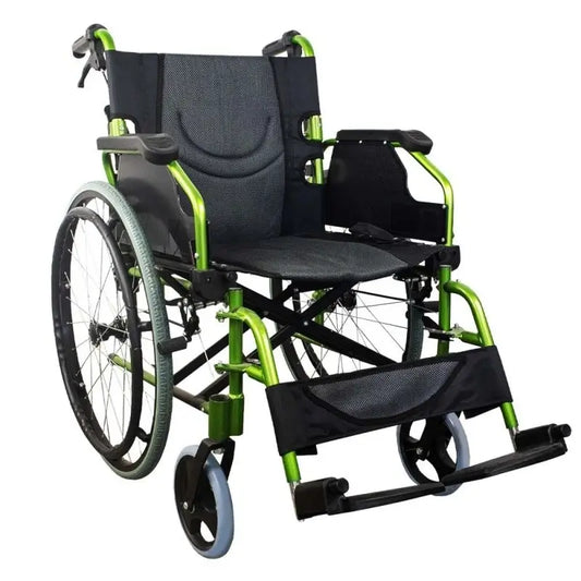 Mobiclinic Folding Wheelchair With Folding Armrests Folding Backrest Split Armrests Folding Armrests Bologna Green
