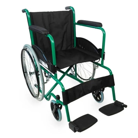 Mobiclinic Folding Wheelchair With Armrests And Footrests Green