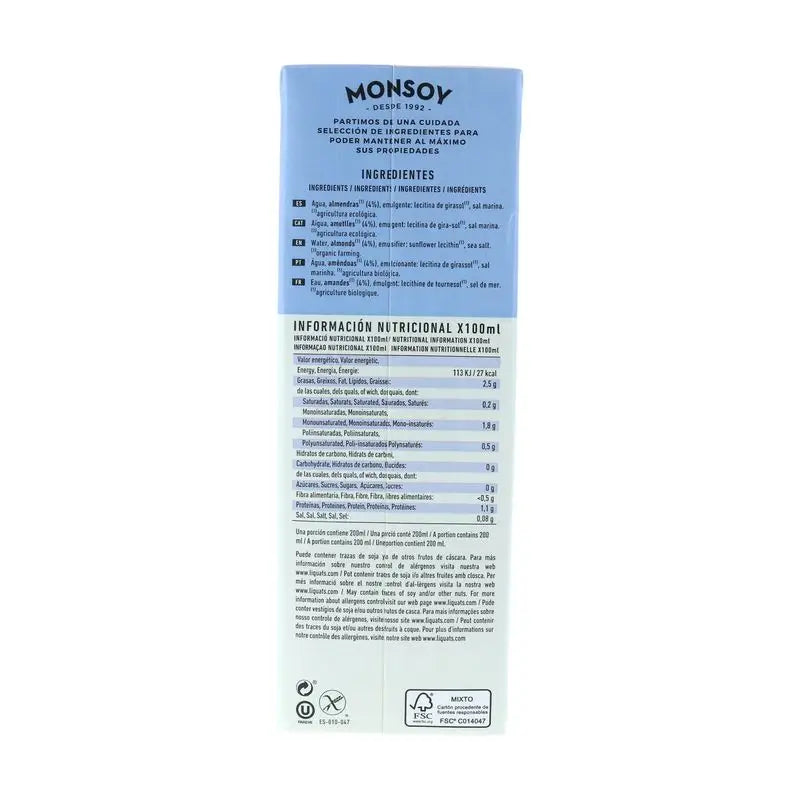 Monsoy Gemüse-Mandel-Getränk 1Lt 6Stk. Bio S/A