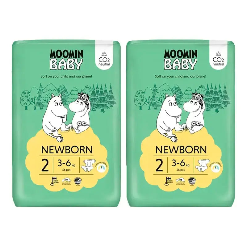 Mumin Baby Windeln Größe 2, 2 x 56 Stück.