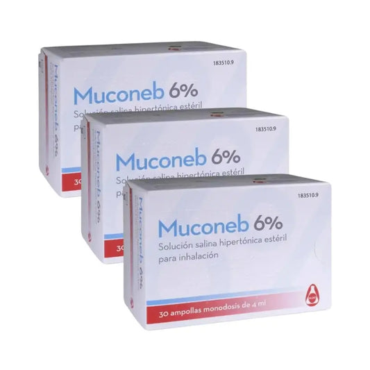 Muconeb 6%ige Kochsalzlösung Inhalationslösung, 3er-Pack (30 Ampullen x 4 ml)