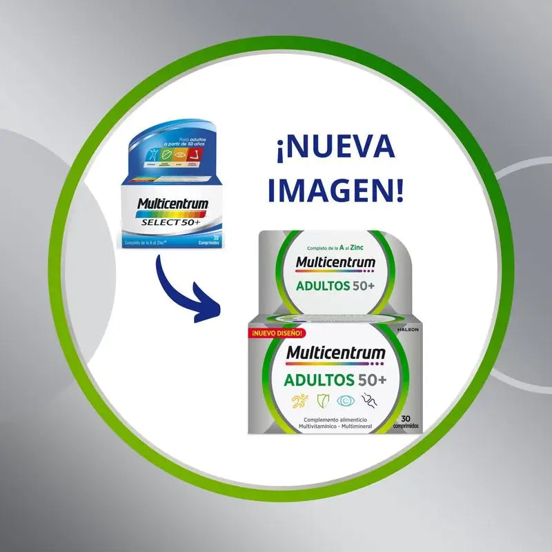 Multicentrum Erwachsene 50+ Multivitamin-Nahrungsergänzungsmittel für Erwachsene 50+, 90 Tabletten