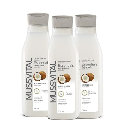 Mussvital Essentials Kokosnussöl-Badegel , 3x750 ml
