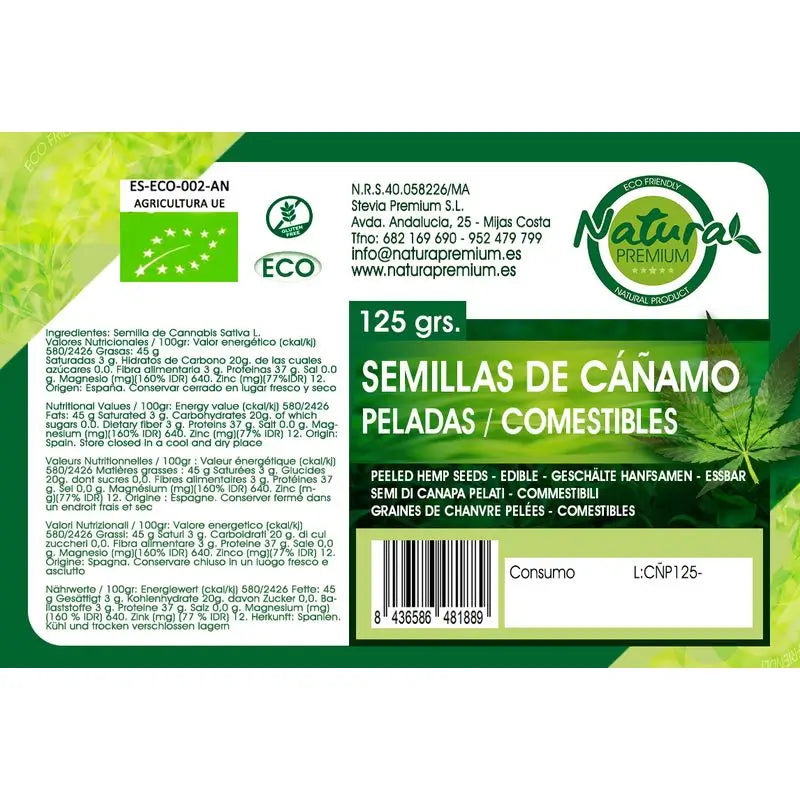 Natura Premium Hanfsamen ungeschält Comesti Bio , 125 gr