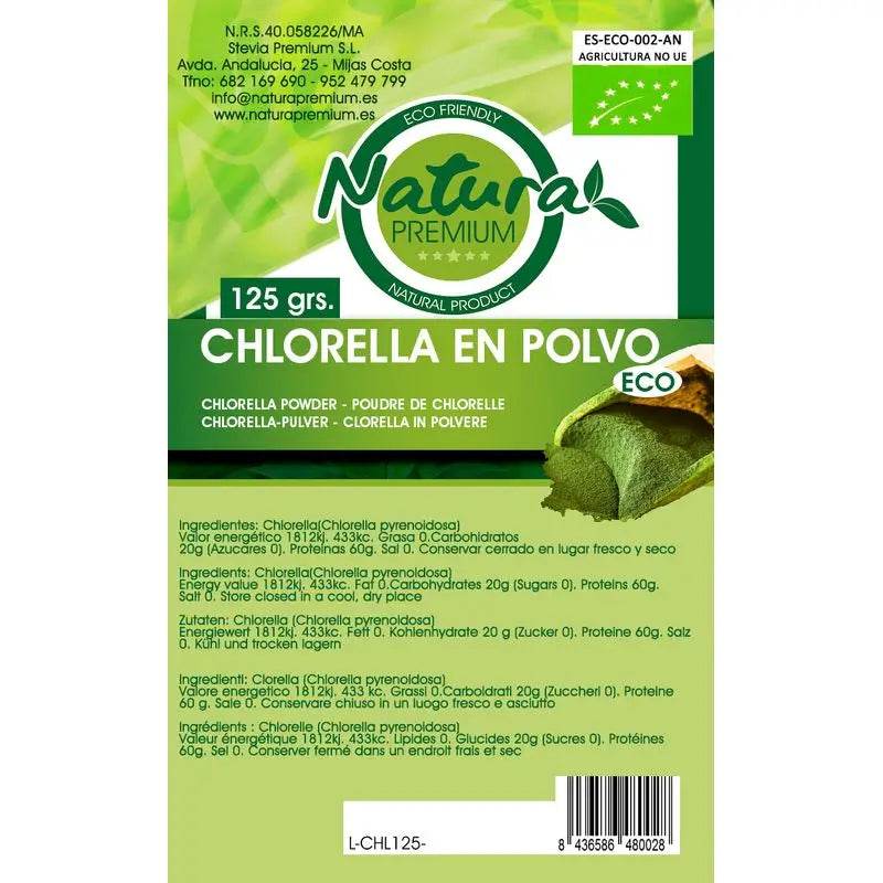 Natura Premium Bio-Chlorella-Pulver, 125 g