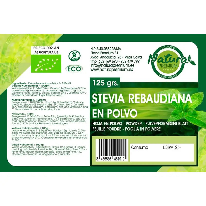 Natura Premium Stevia Blattpulver Bio , 125 g