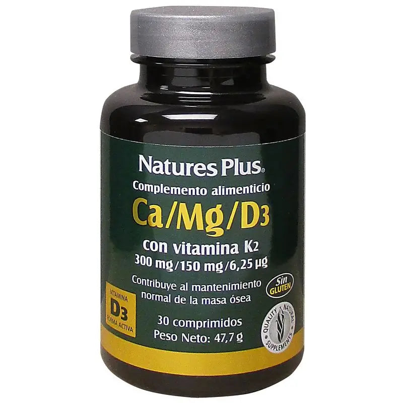 Natures Plus Ca/Mg/D3+K2, 30 Tablets.