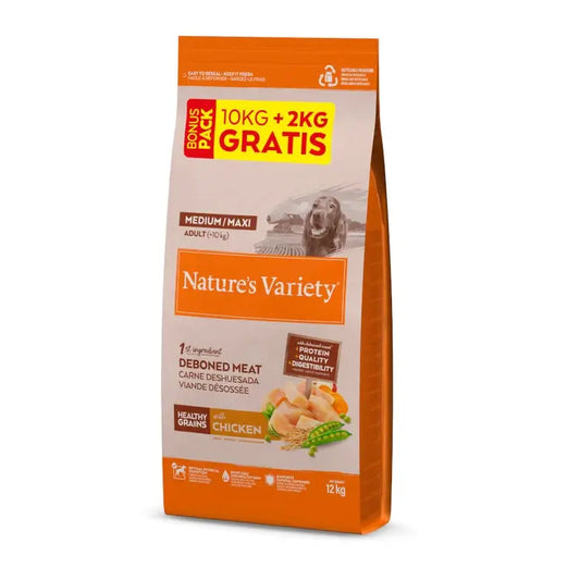 Nature'S Variety Healthy Grain Adult Medium Maxi Huhn Hundefutter 10+2Kg