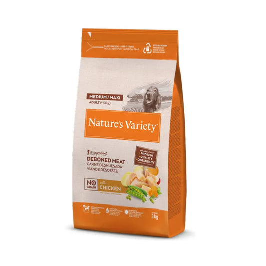 Nature'S Variety Hundefutter, Medium, mit Huhn, getreidefrei, naturbelassen, 3 kg