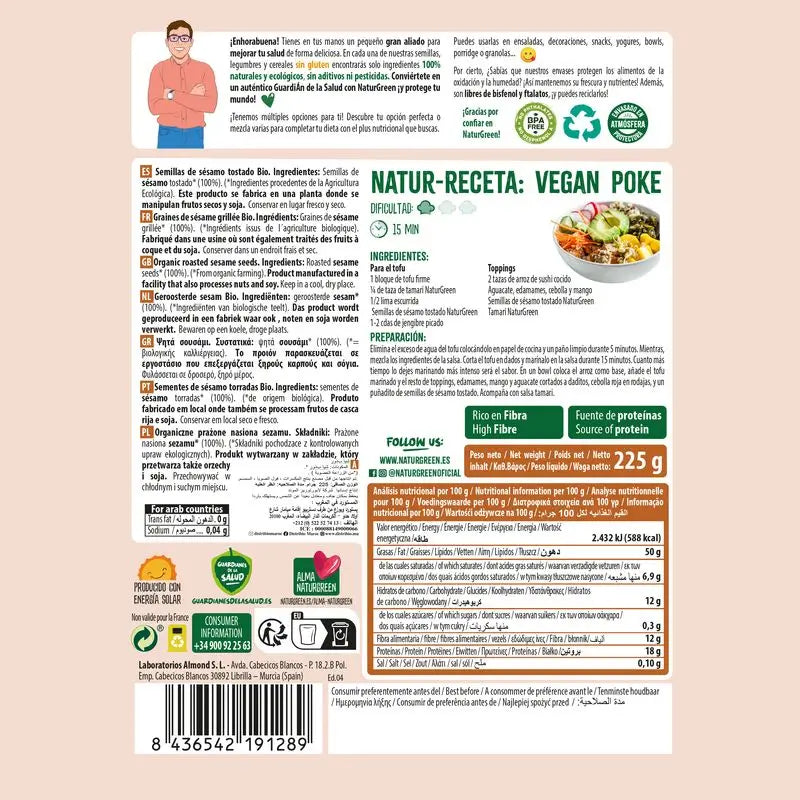 Naturgreen Bio gerösteter Sesam, 225 g