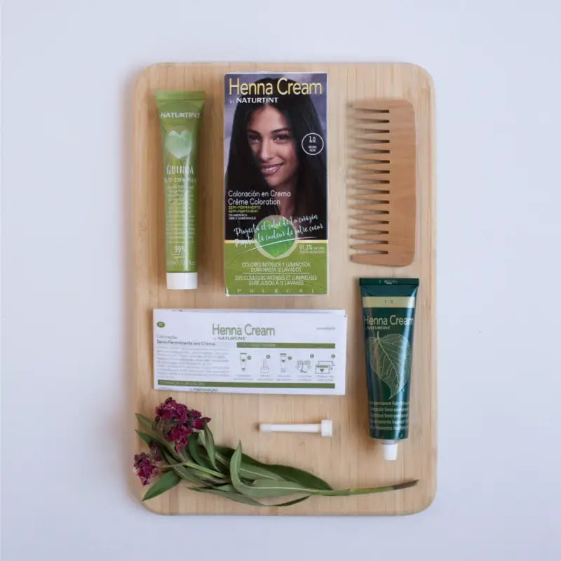 Naturtint Henna Creme Semi-Permanent Natürliche Färbung Ammoniakfrei Färbung 1.0 Schwarz