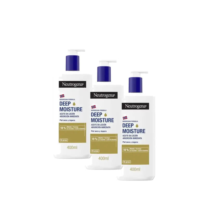 Neutrogena Feuchtigkeitscreme für den Körper mit Mandelöl, 3er-Pack à 400 ml