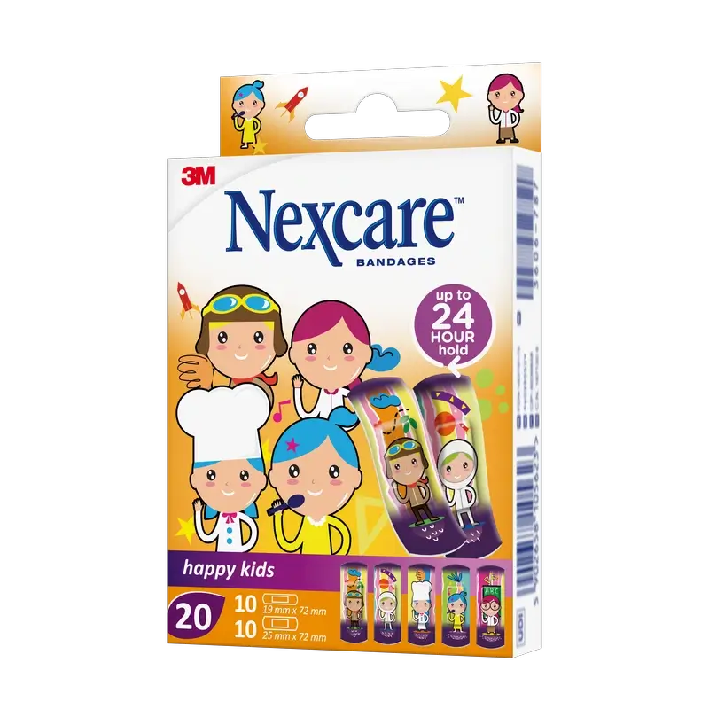 Nexcare Kids Schutzstreifen für Kinder mit verschiedenen Berufsbildern, 20 Stück