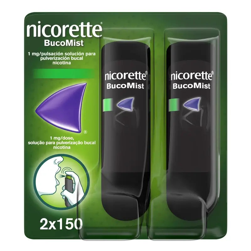 Nicorette® BucoMist 1 mg/Pulsation Mundspray-Lösung. Packung mit 2