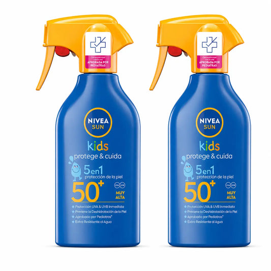 NIVEA Sun Kids Protect & Care Sonnenspray Fp50, 270 ml, 2er-Pack