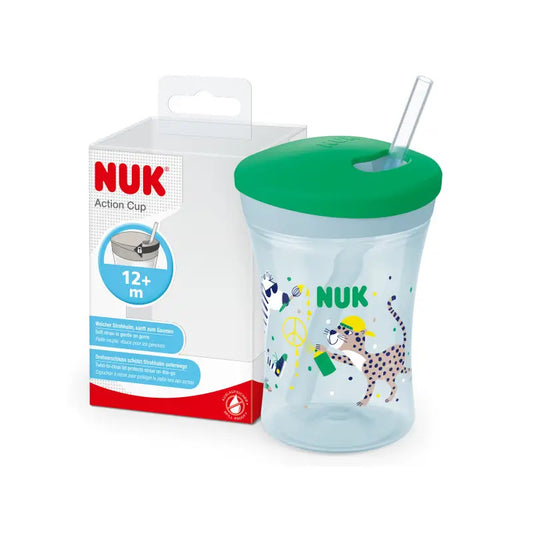 Nuk Action Cup Trinklernbecher ab 12 Monaten Leopardenmuster (grün), 230 ml