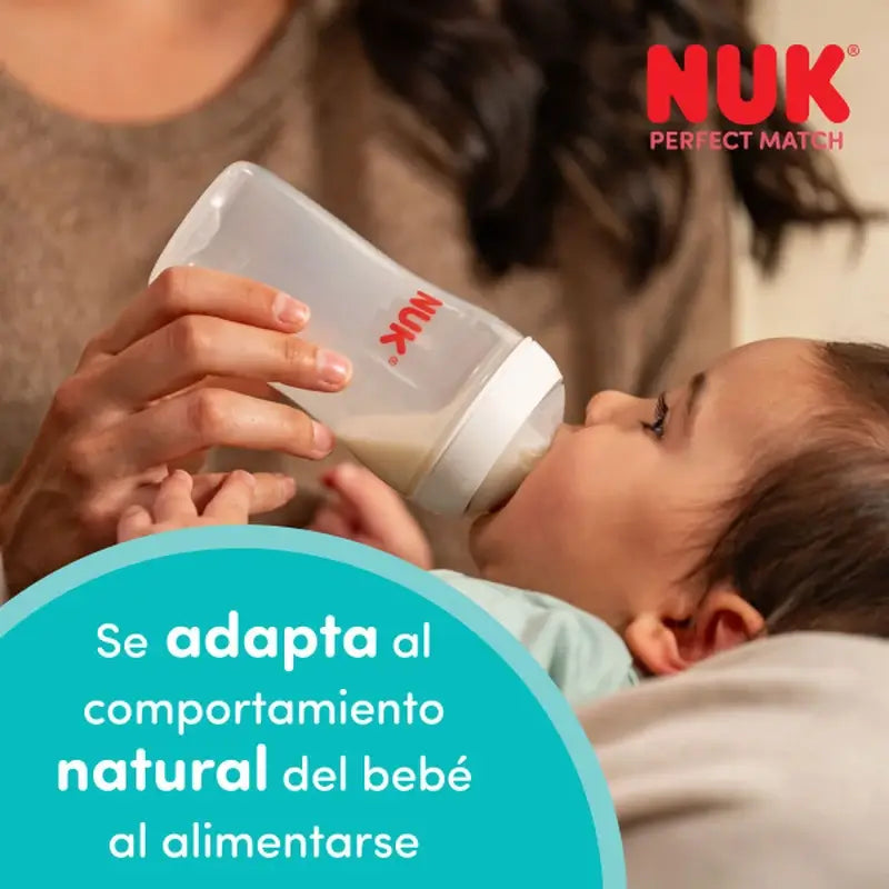 NUK Perfect Match Glasflasche 120 ml, Sauger S 0m+, Regenbogen