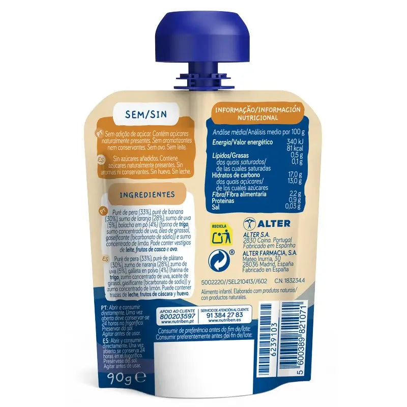 Nutriben Fruit&Go Birne-Banane-Banane-Orange-Keks 90 g