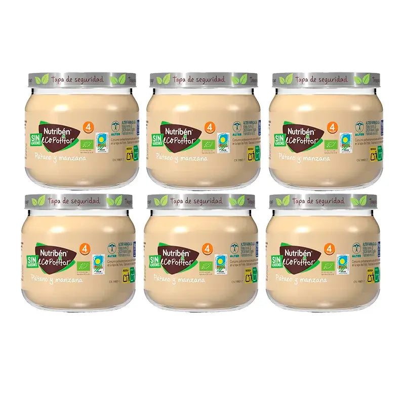 Nutriben Banane und Apfel Babynahrung, 6 x 120 Gramm