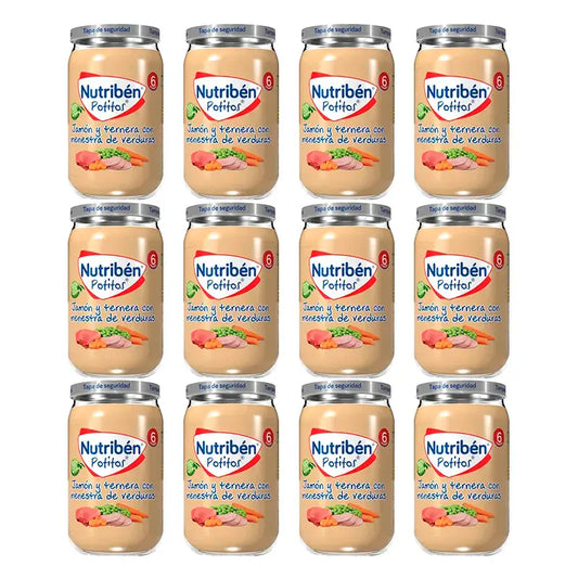 Nutriben Potito Schinken & Rindfleisch mit Gemüseeintopf , 12 x 235 Gramm
