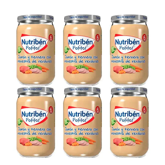 Nutriben Potito Schinken und Rindfleisch mit Gemüseeintopf , 6 x 235 Gramm