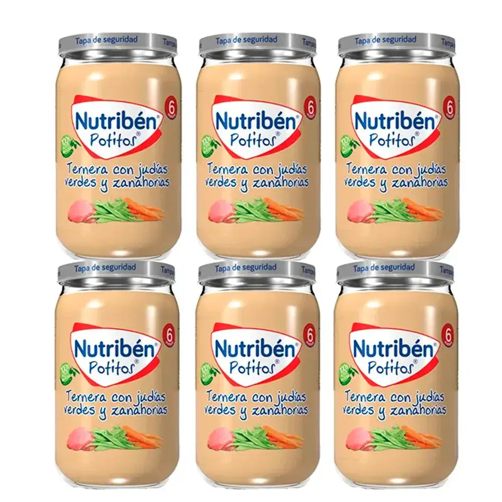 Nutriben Potito Rindfleisch mit grünen Bohnen und Karotten , 6 x 235 Gramm