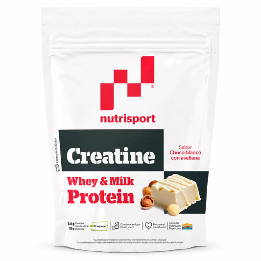Creapure-Kreatin & Protein mit weißer Schokolade und Haselnüssen, 500 g