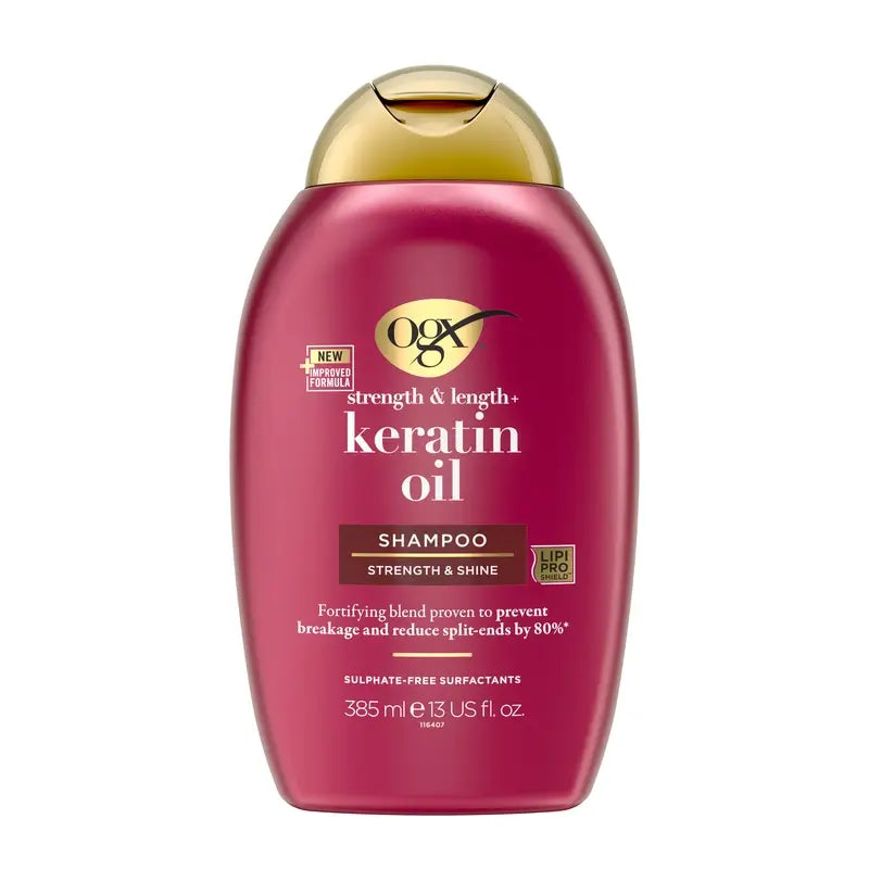 OGX Keratin Oil Shampoo, sprödes Haar, feuchtigkeitsspendend und stärkend, 385 ml