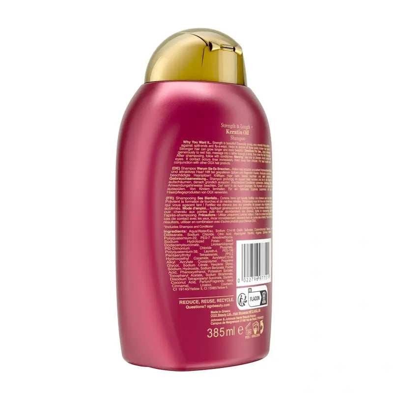 OGX Keratin Oil Shampoo, sprödes Haar, feuchtigkeitsspendend und stärkend, 385 ml