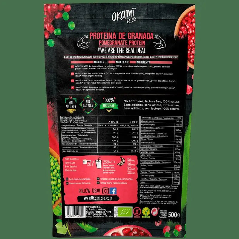 Okami Bio Erbsenprotein-Granatapfel-Saft 500G Bio Sg Ve