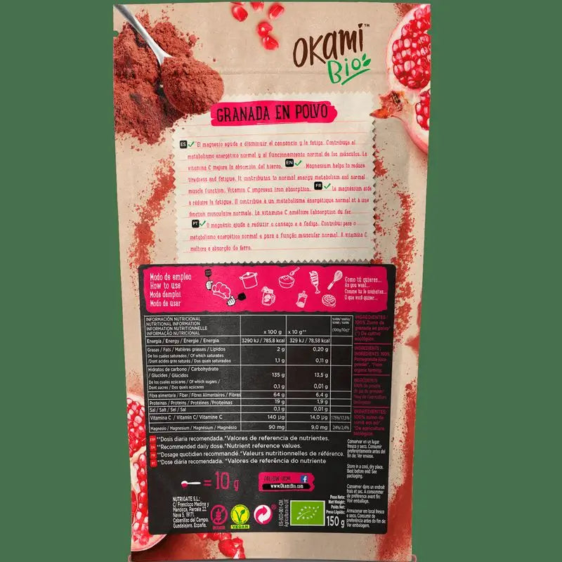 Okami Bio Granatapfel Saft Pulver 150Gr Bio Sg Vegan