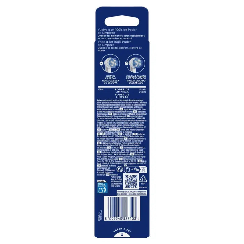Oral-B Braun Sensitive Clean Nachfüllpackung, 4 Stück.