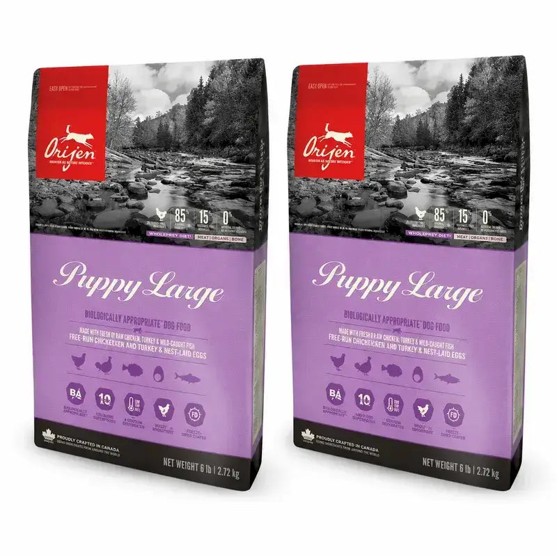 Orijen Canine Puppy Large 11,4 Kg Hundefutter , Packung 2
