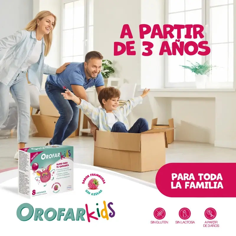 Orofar Kids Zuckerfrei Himbeere Hals Juckreiz Lutscher , 8 Lutscher