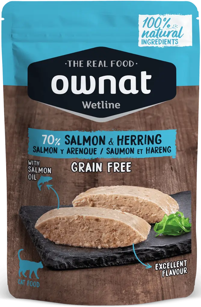 Ownat Wetline Feline Lachs Hering Box 12X85Gr , Nassfutter für Katzen