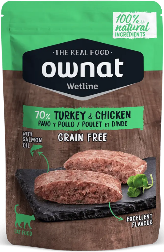 Ownat Wetline Feline Turkey Chicken Box 12X85Gr , wet cat food