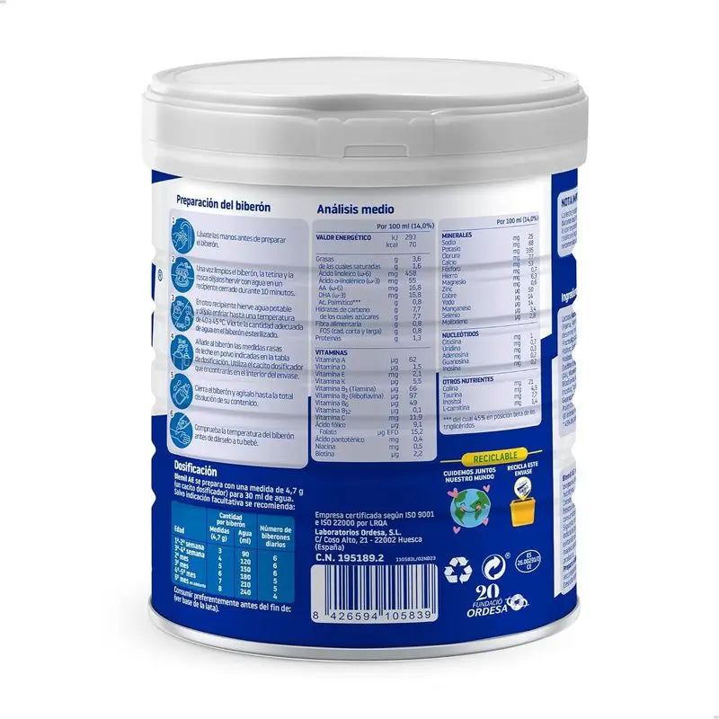 Packung 12 X Blemil Plus 1 AE, 800 Gramm
