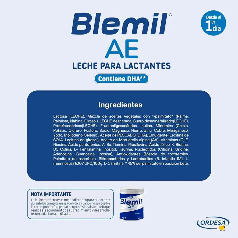 Packung 12 X Blemil Plus 1 AE, 800 Gramm